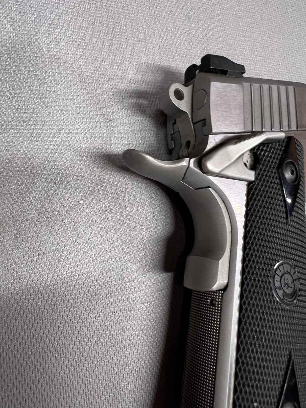 Taurus PT1911 stainless finish 45 ACP 5" barrel black grips white dot sight-img-13