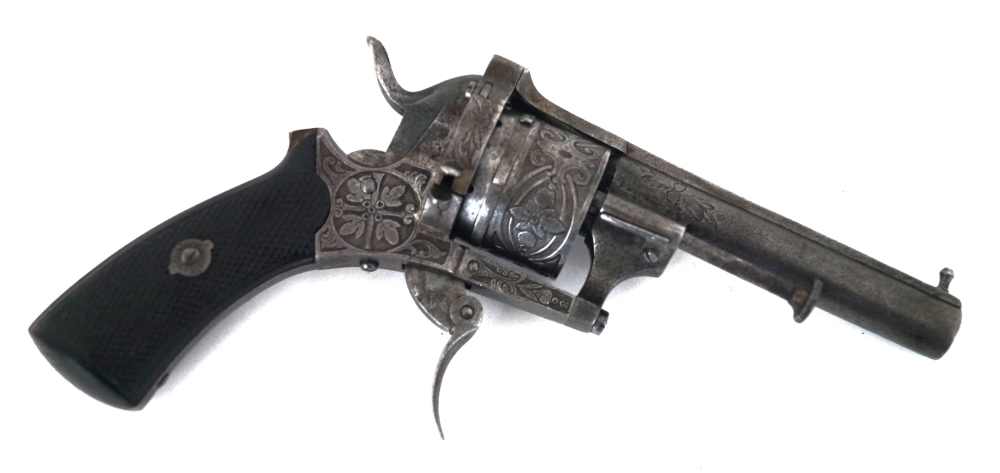 ANTIQUE CIVIL WAR ENGRAVED PIN FIRE REVOLVER, .31 CAL. MFG BY LOUIS DEVISME-img-2