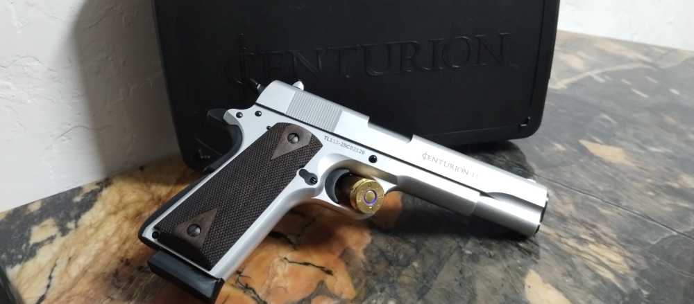 Century Arms Centurion 11 1911 .45 ACP 5" 8rd, Chrome NEW IN CASE-img-0