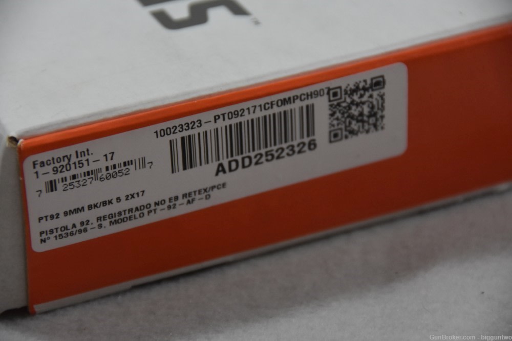 TAURUS PT92 9MM 5'' 17-RD PISTOL Brand New in Box with paper, etc.         -img-1