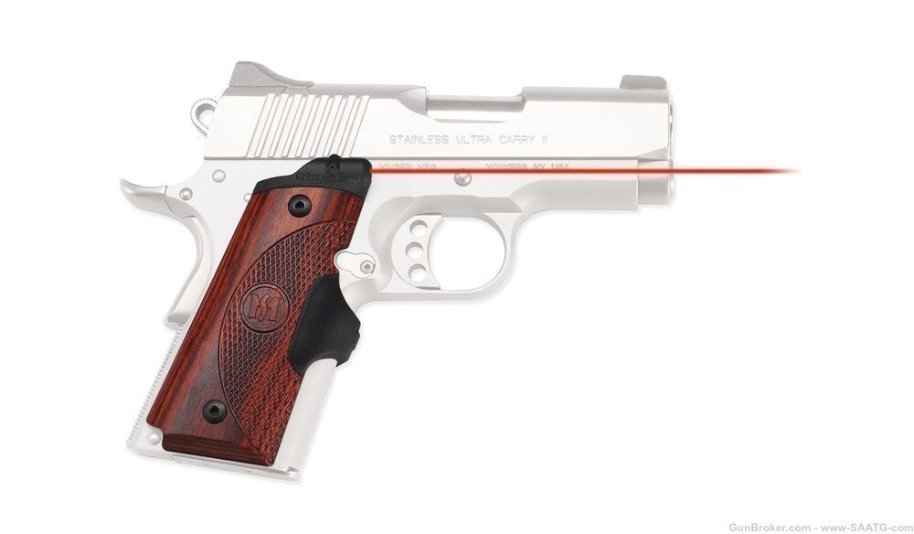Customized 1911 Sub-Compact 45 ACP w Crimson Trace Rosewood Red Laser Grips-img-3