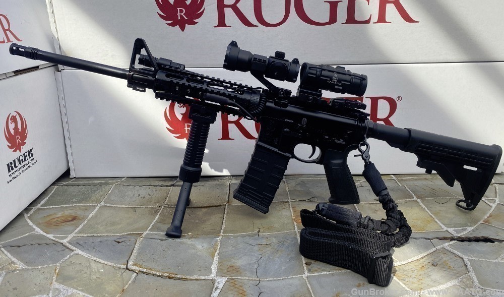 AR15 Ruger Tactical Pack AR556 RED/GREEN Dot GREEN LASER/LIGHT-img-0