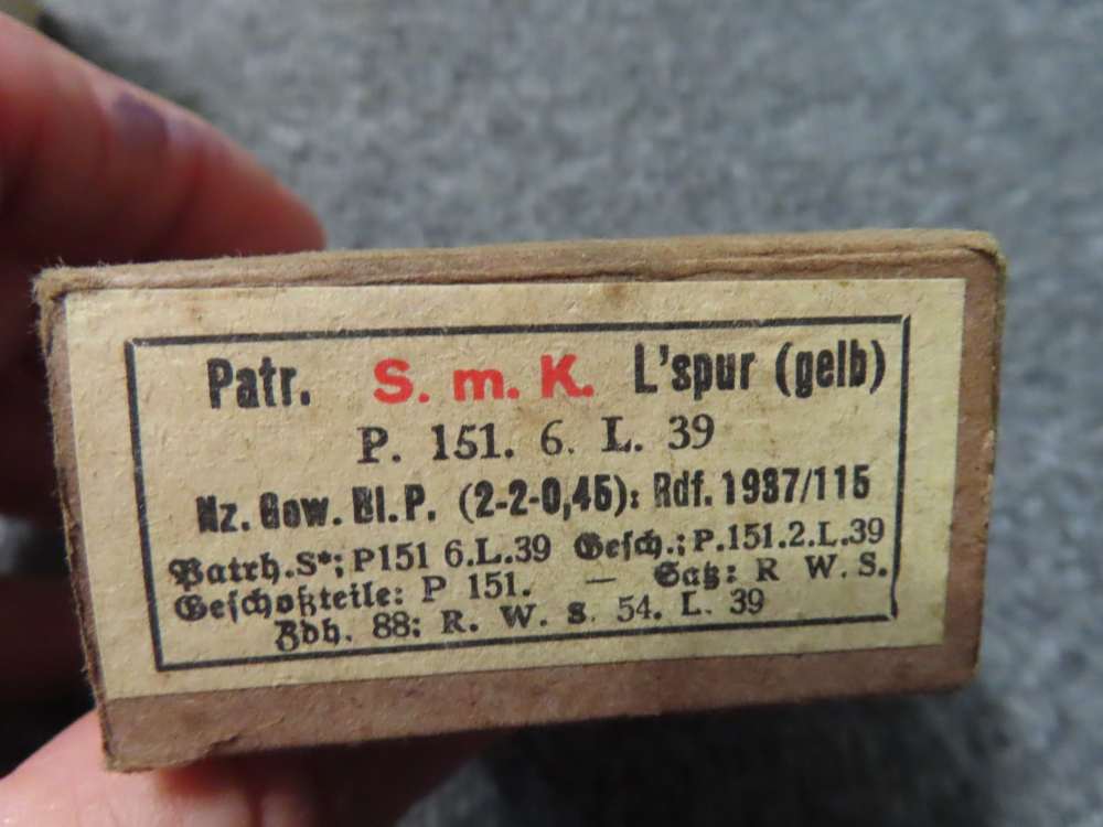 2 BOXES 30 ROUNDS WWII GERMAN 8mm MAUSER AMMO S.M.E.+S.M.K. YELLOW TRACER-img-1