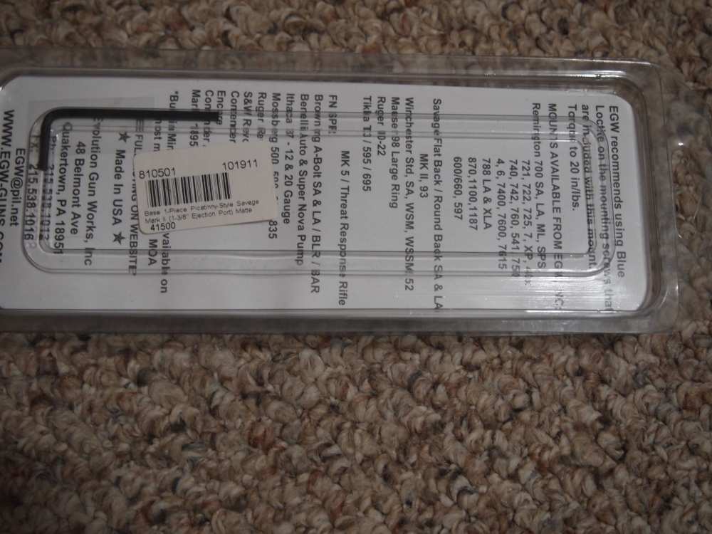 EGW 41500 Savage Mark II Scope Base 0 MOA-img-1