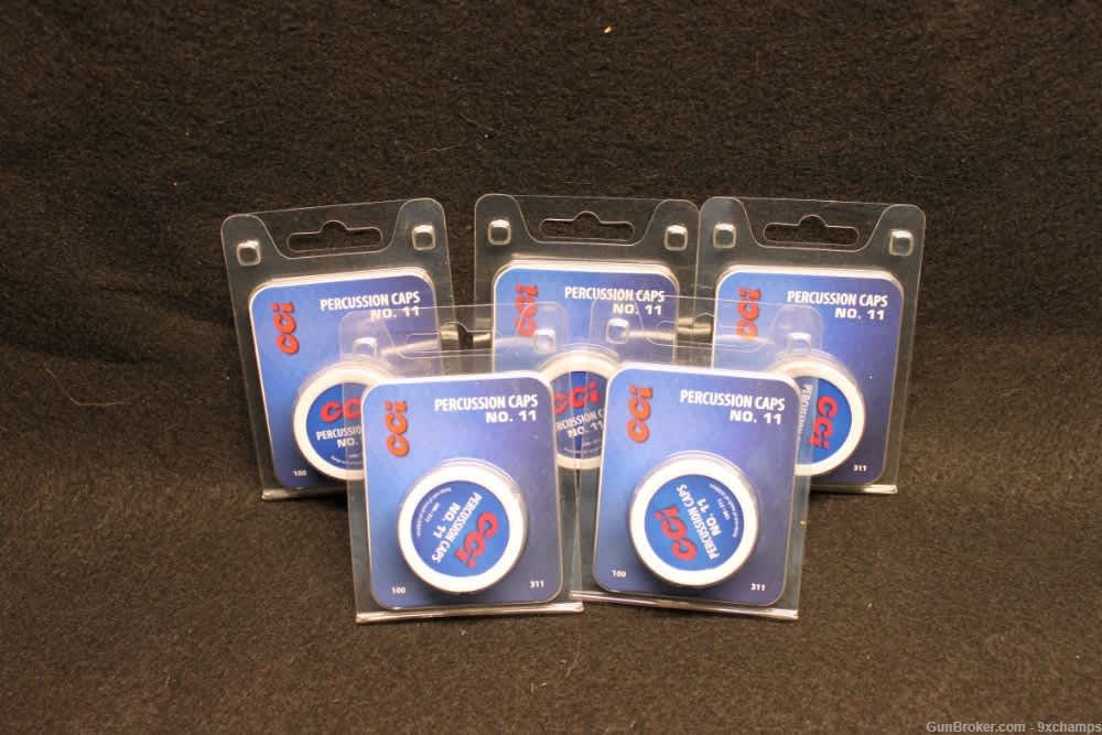 500 Ct CCI #11 Percussion Caps 5 tins of 100 NEW-img-0
