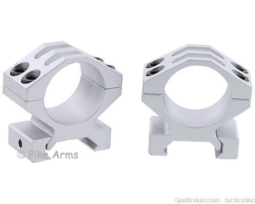 Pike Arms® Precision Billet Machined 1" Diameter Scope Rings - Silver-img-0