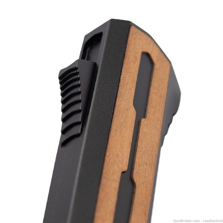 Tekto A7 Zastava OTF Automatic Knife Black Coated Spear Point/Brown Wood-img-3