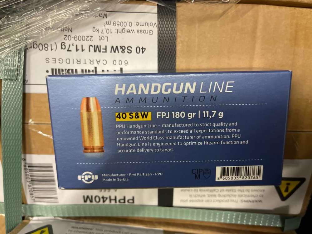 100 Rounds - 40 S&W 180 Grain Brass FPJ Prvi Partizan Ammo PPU-img-3