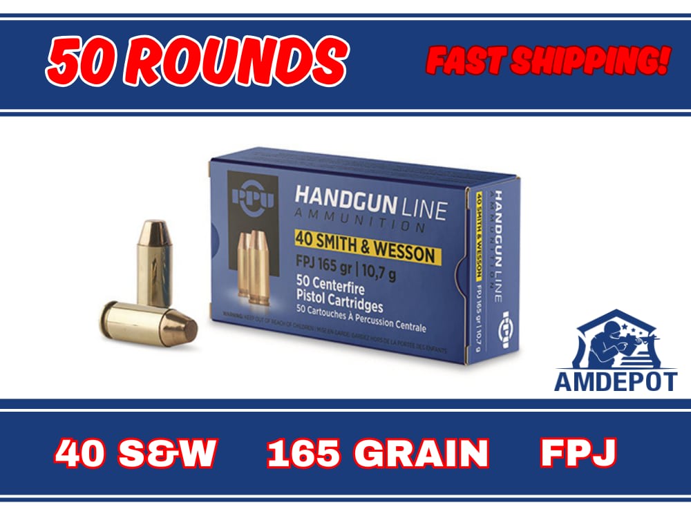 100 Rounds - 40 S&W 180 Grain Brass FPJ Prvi Partizan Ammo PPU-img-0