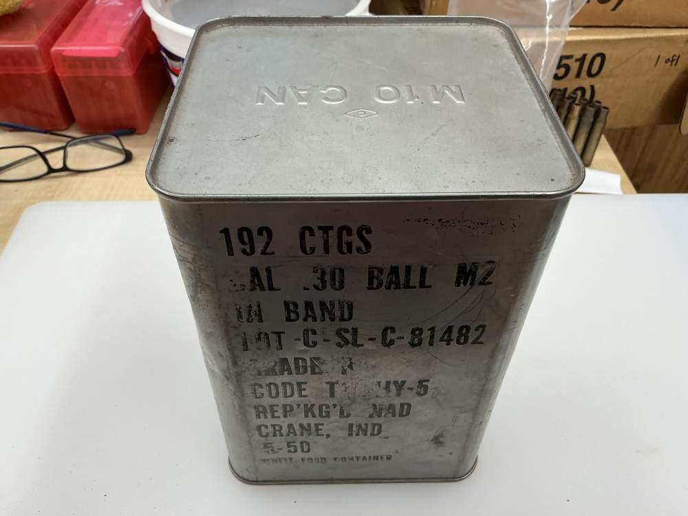 192 rounds 30-06 ammo  vintage sealed can M2 bandoliers clips M1 Grand-img-1