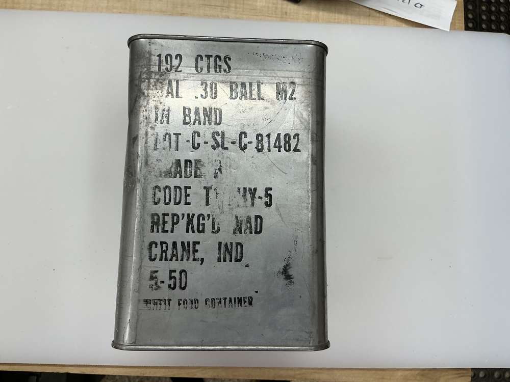 192 rounds 30-06 ammo  vintage sealed can M2 bandoliers clips M1 Grand-img-0