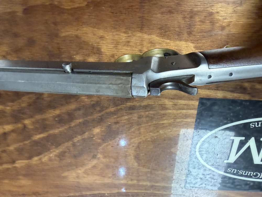 Rare Antique Frank Wesson Single shot 23” barrel .22 Hexagon barrel -img-3