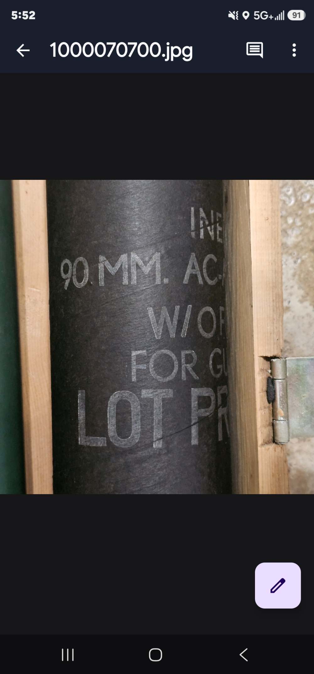 Inert 90mm M517 Cold War Cannon Set 100% All-Matching Crate Brass & Paperwo-img-10