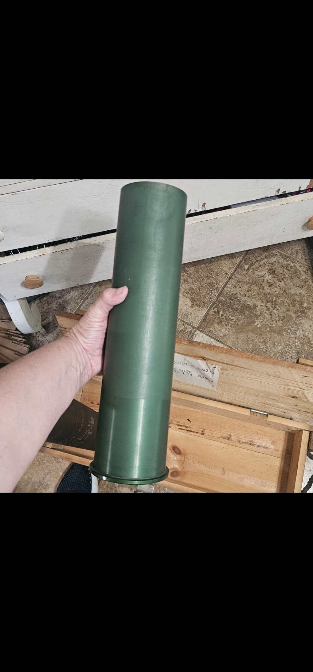 Inert 90mm M517 Cold War Cannon Set 100% All-Matching Crate Brass & Paperwo-img-9