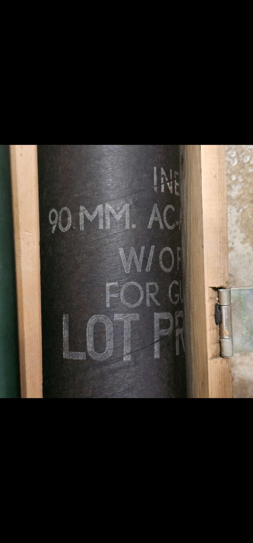 Inert 90mm M517 Cold War Cannon Set 100% All-Matching Crate Brass & Paperwo-img-2