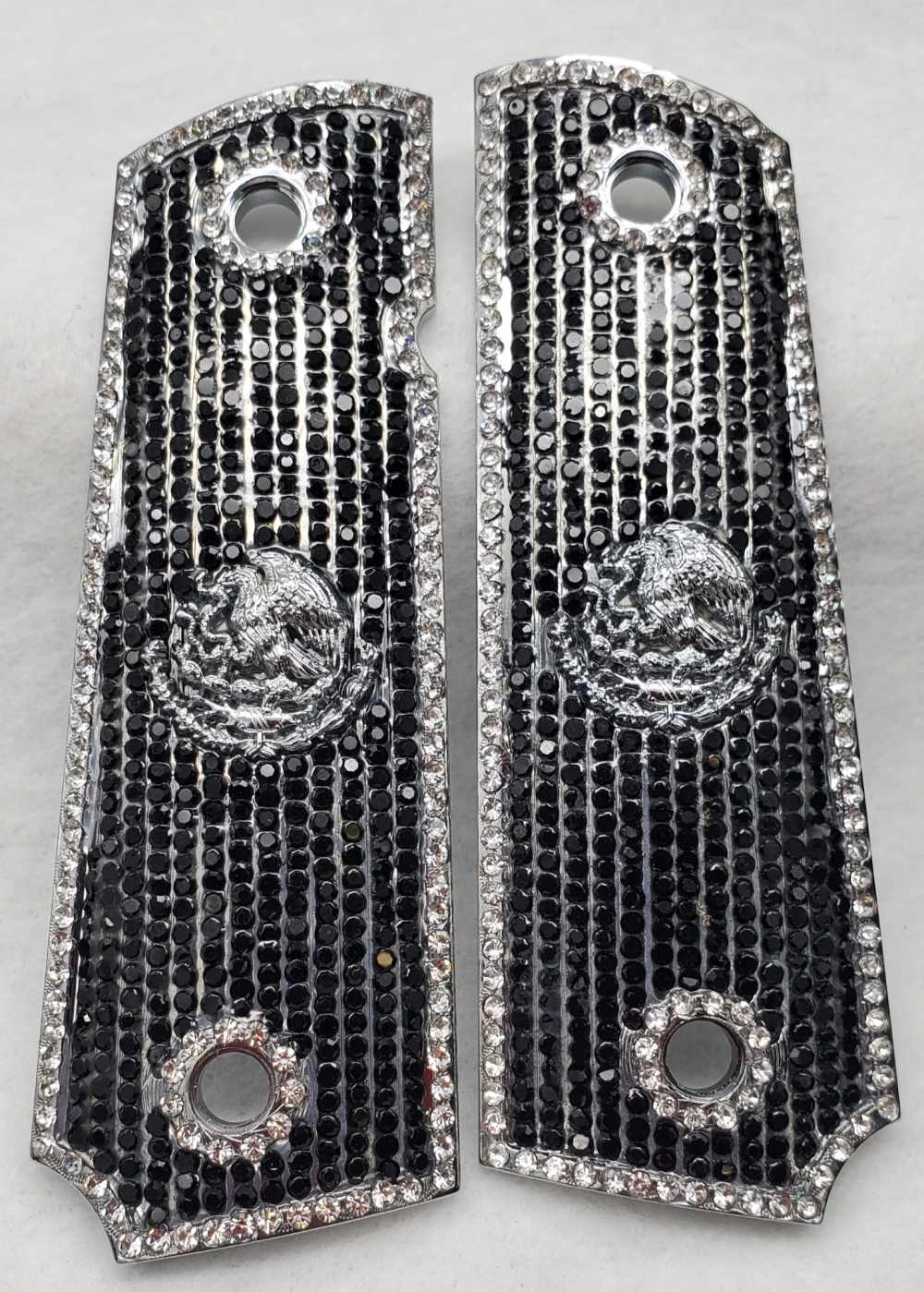 1911 Black Diamond Grips w/ Silver Mexican Eagle 38 Super .38 / .45-img-1