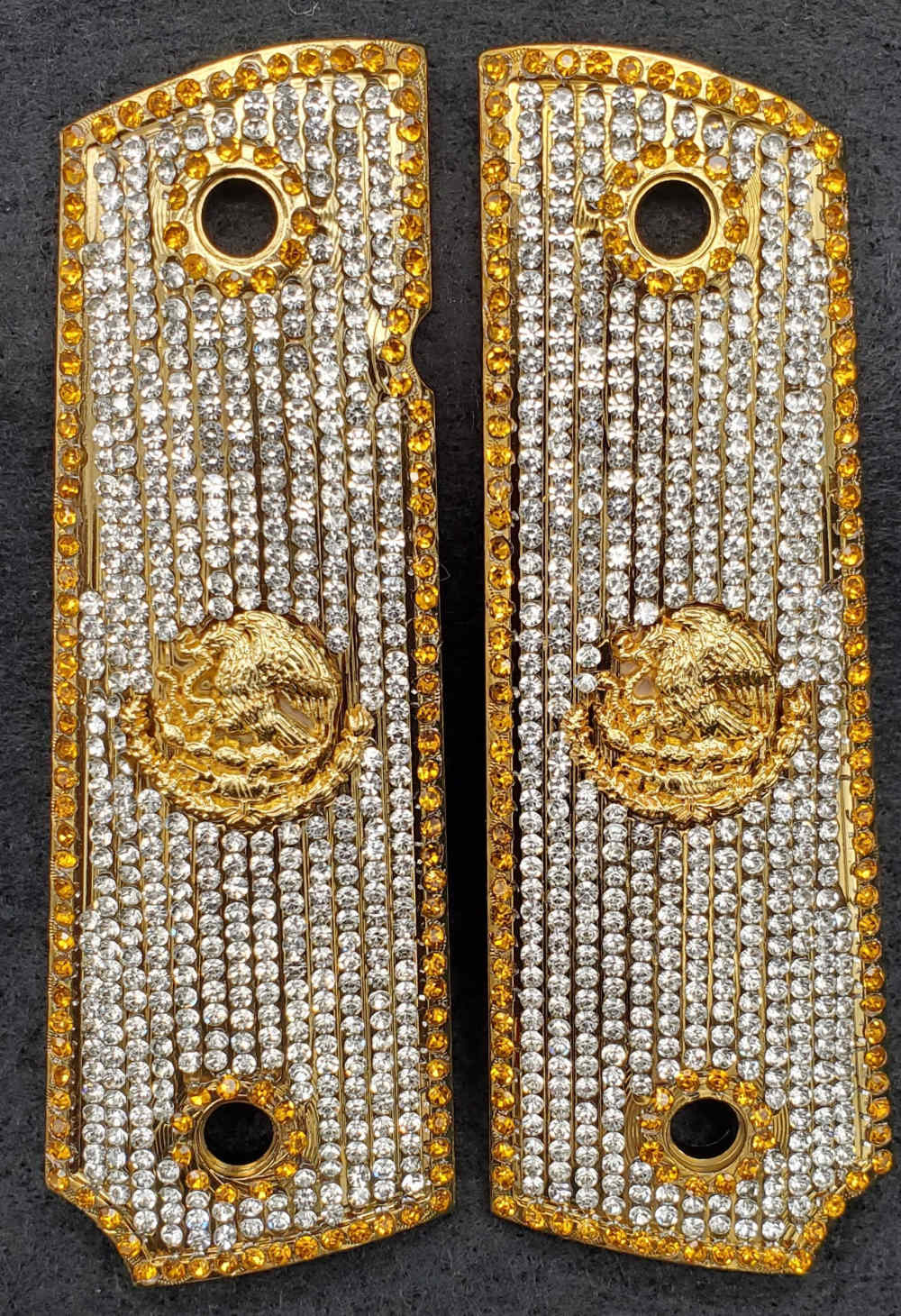 1911 White Diamond Grips w/ Gold Mexican Eagle 38 Super 45-img-0