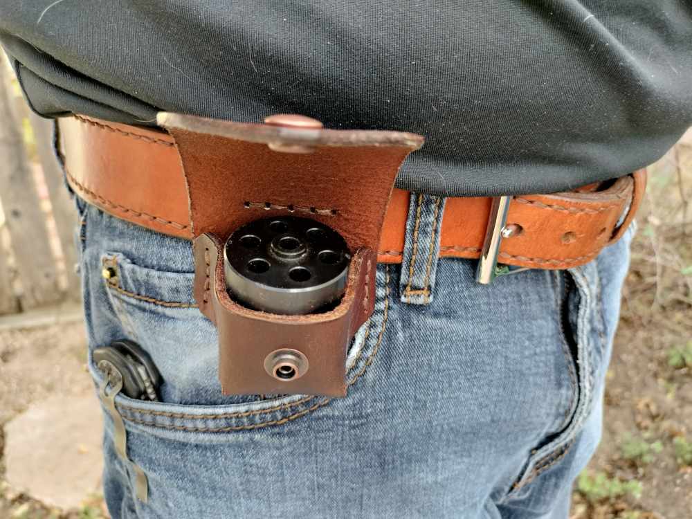 Heritage Rough Rider .22 Leather Spare Cylinder Pouch Cowboy Revolver Brown-img-8