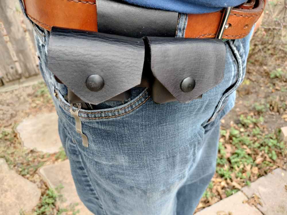 Ruger 10/22 Heritage .22 Double Spare Mag Cylinder Leather Pouch Black-img-3