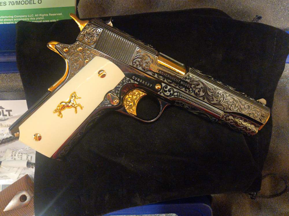 Colt 1911 Classic CUSTOM SHOP ENGRAVED GOLD .45 Limited Rare COLLECTOR-img-2