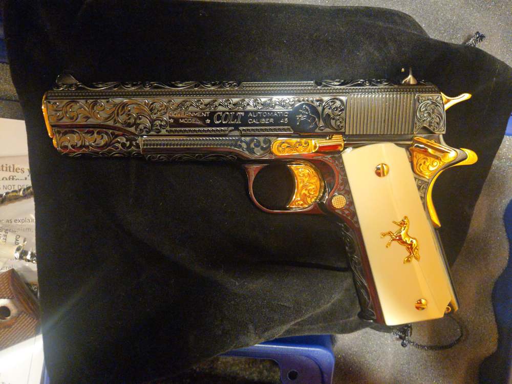 Colt 1911 Classic CUSTOM SHOP ENGRAVED GOLD .45 Limited Rare COLLECTOR-img-1