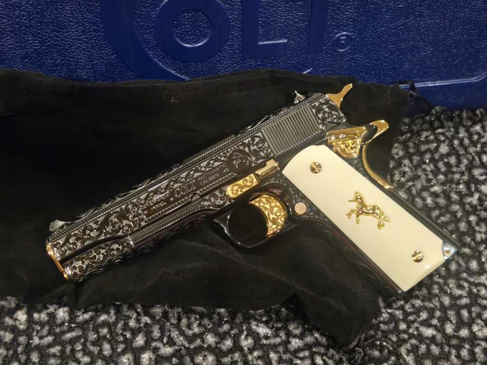 Colt 1911 Classic CUSTOM SHOP ENGRAVED GOLD .45 Limited Rare COLLECTOR-img-0