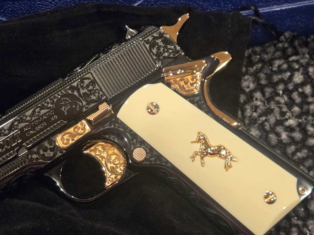 Colt 1911 Classic CUSTOM SHOP ENGRAVED GOLD .45 Limited Rare COLLECTOR-img-3