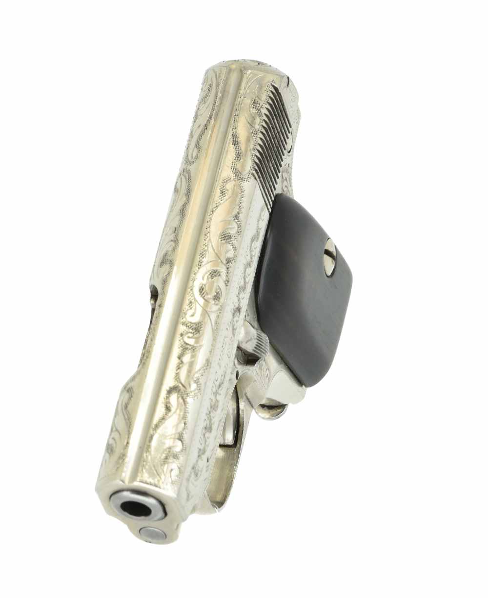 Engraved J. Cesar .25acp Vest-Pocket Ruby Style pistol Nickel Eibar Spain  -img-2