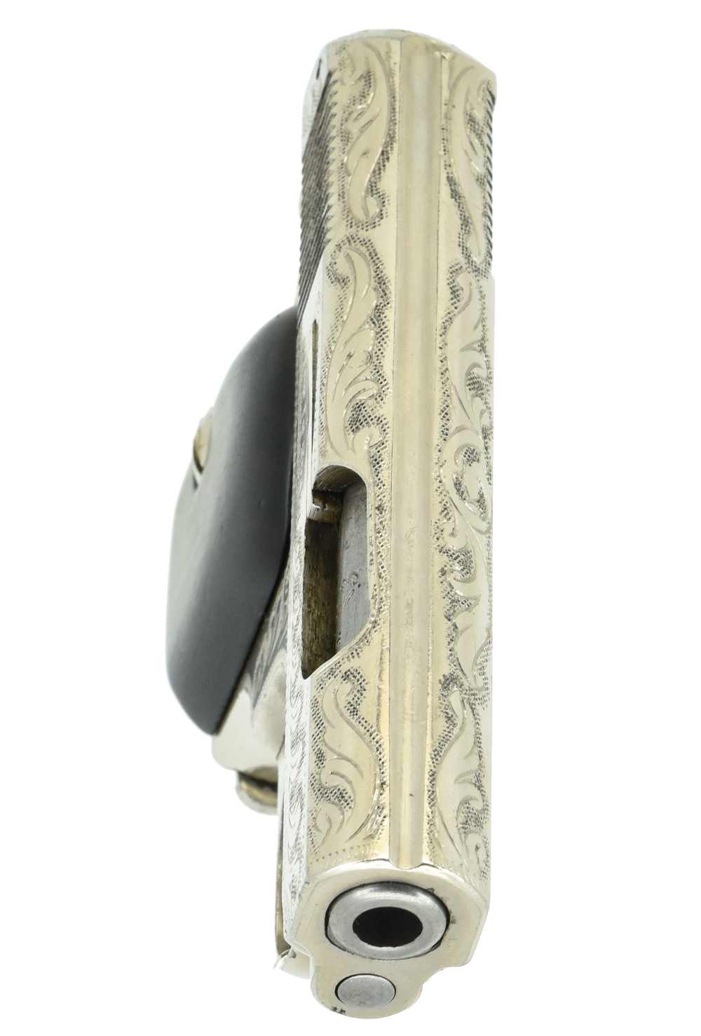 Engraved J. Cesar .25acp Vest-Pocket Ruby Style pistol Nickel Eibar Spain  -img-4