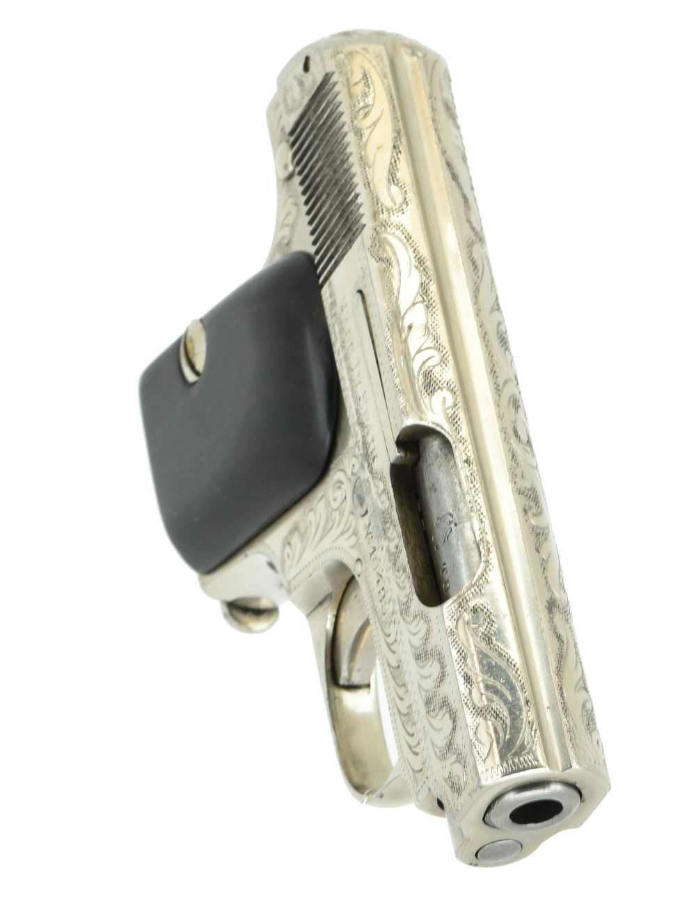 Engraved J. Cesar .25acp Vest-Pocket Ruby Style pistol Nickel Eibar Spain  -img-6