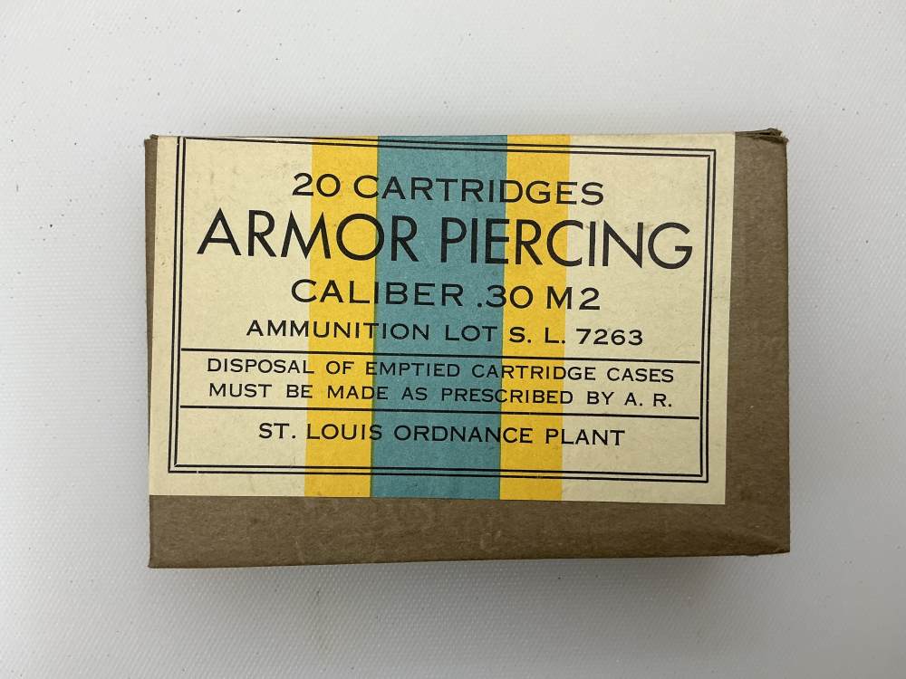 20 rounds sealed box M2 30 caliber 30-06 armor piercing ammo St. Louis -img-0