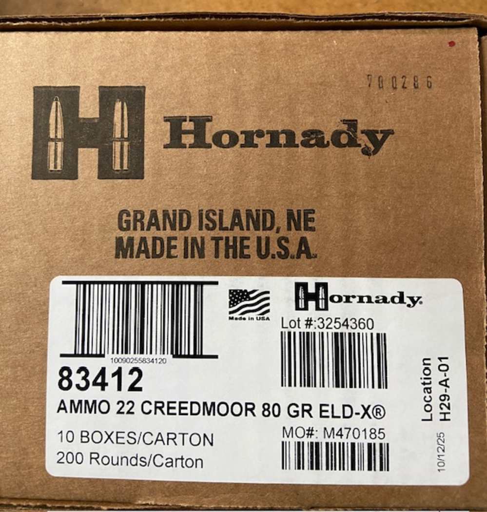 Hornady Precision Hunter .22 Creedmor ELD-X, 200 Round Case!-img-0