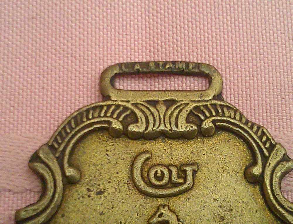 Hard to find Colt Antique Finish Rearing Horse Watch or Keychain Fob.-img-3