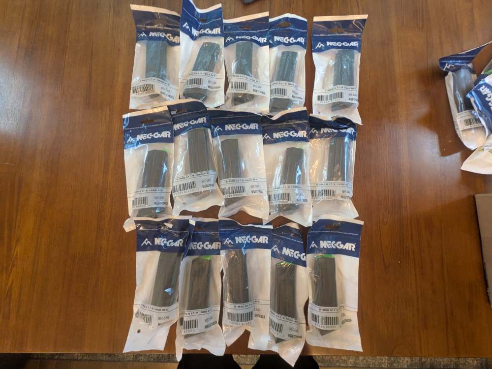 Mec-Gar Glock 17 / 19 9mm 18rd Magazines – Lot of 15 – Sealed-img-0