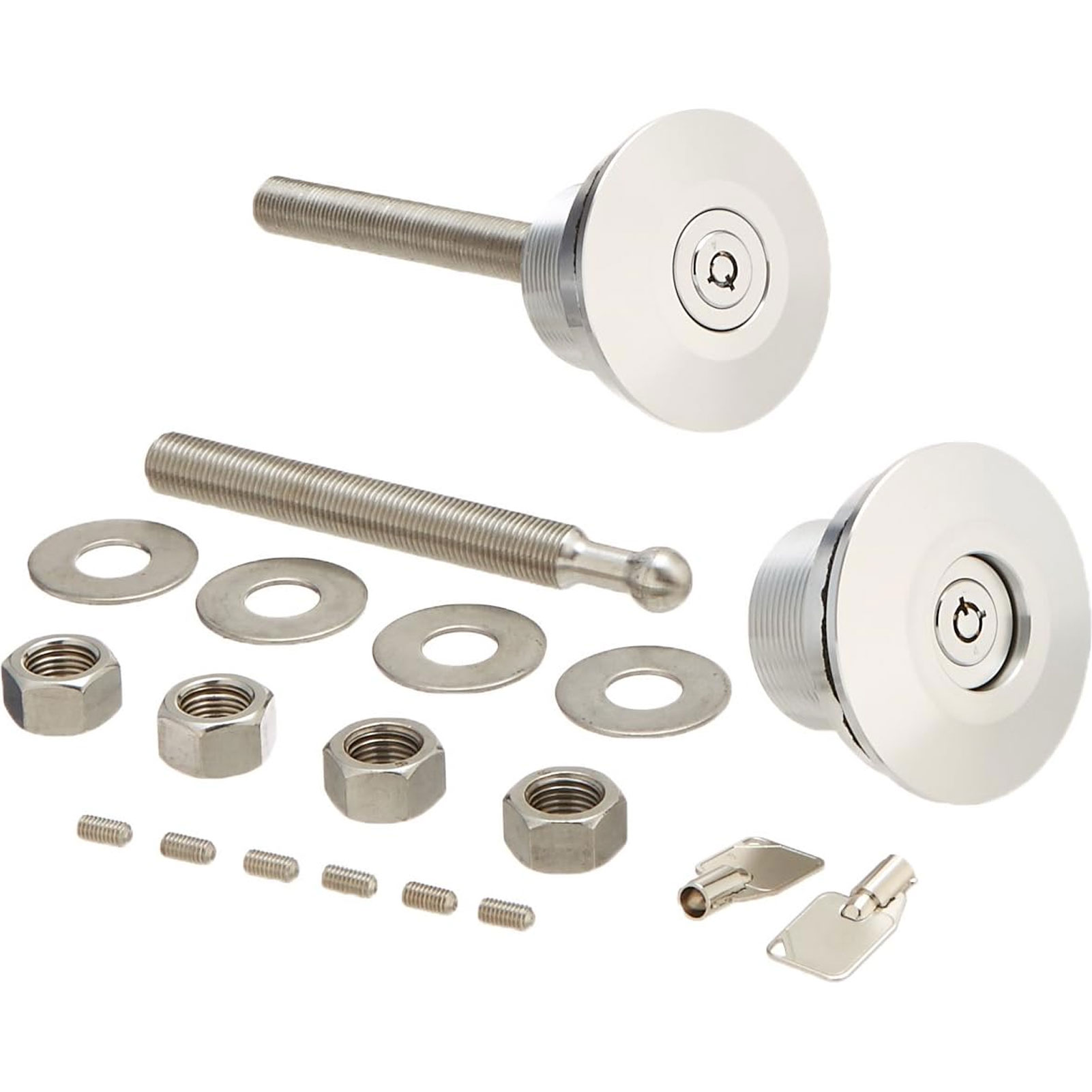 QUIK-LATCH Brushed Aluminum Low Profile Locking Quick Release Hood Pin Kit-img-0
