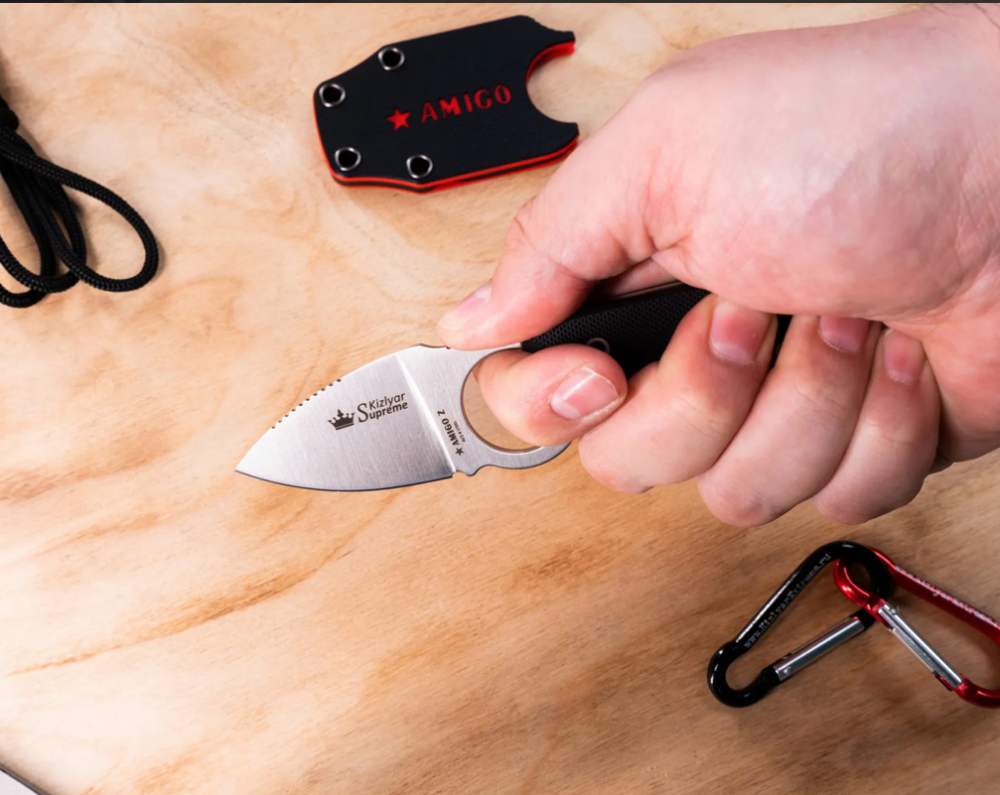 KIZLYAR SUPREME AMIGO Z — RUSSIAN FIXED BLADE NECK KNIFE — AUS-8 STEEL — G1-img-1