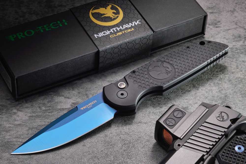 NEW! Protech Nighthawk NHC TR3 Automatic Knife Sapphire Blue Blade 3.5"-img-0