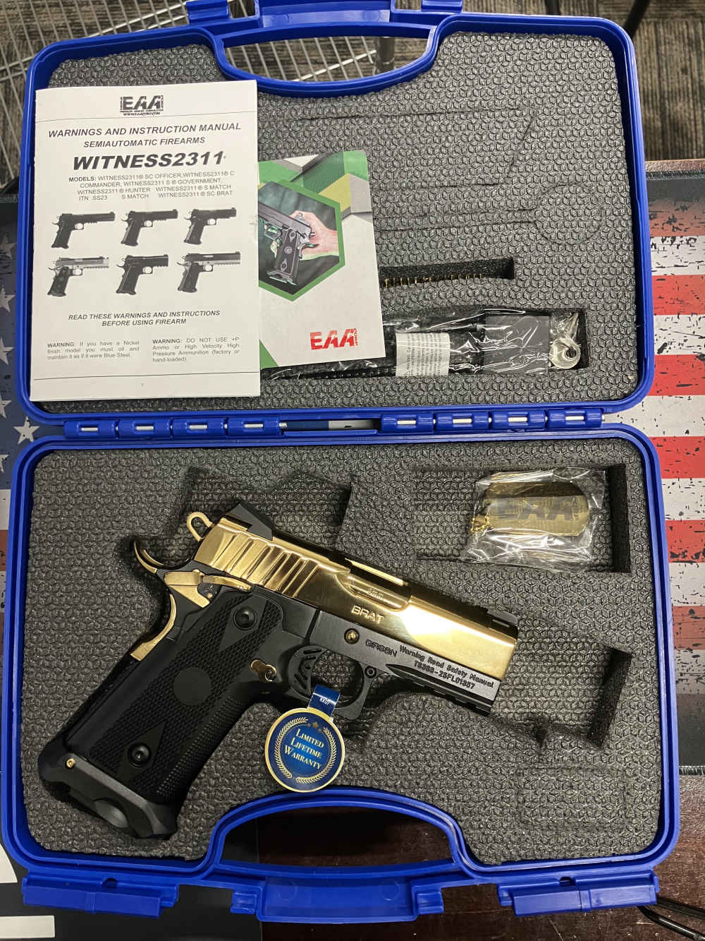 GIRSAN WITNESS 2311 BRAT EAA 2011 1911 9MM 17+1 3.4" NEW GOLD PENNY AUCTION-img-1