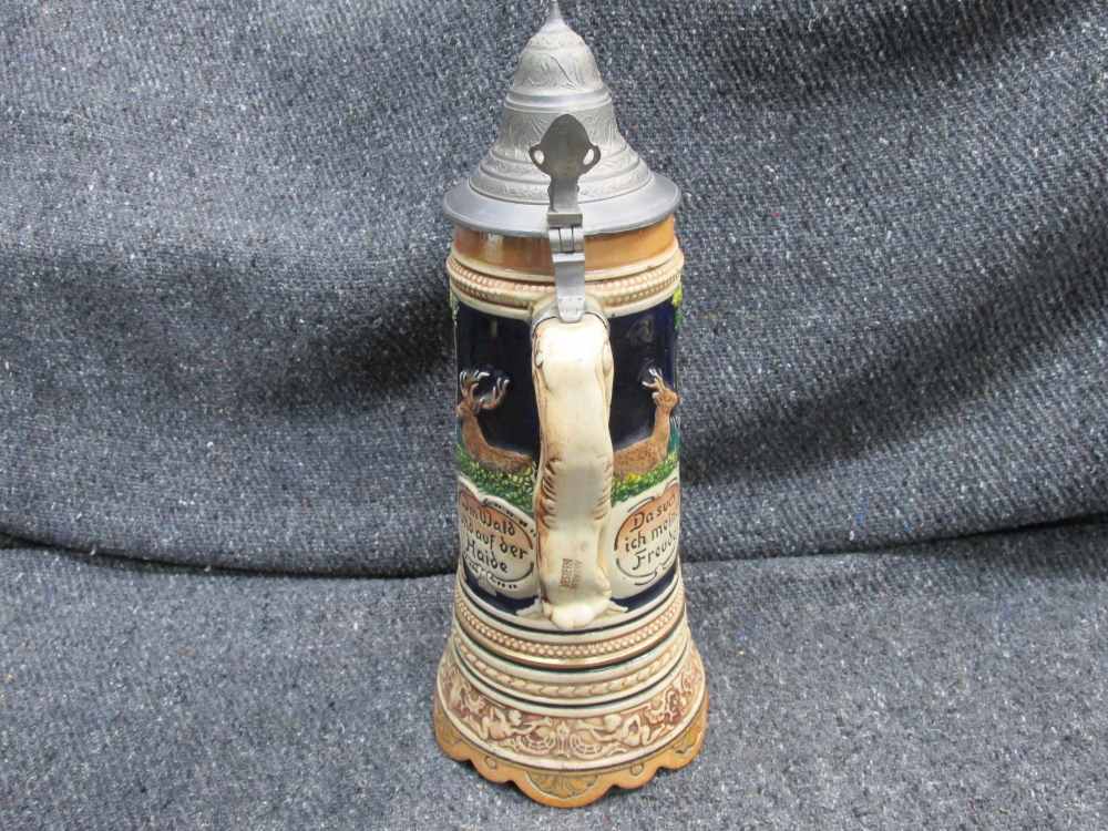 VINTAGE WEST GERMAN MADE BEER STEIN "IN THE FOREST & ON THE HEATH"-img-3