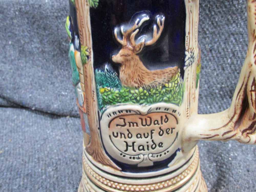 VINTAGE WEST GERMAN MADE BEER STEIN "IN THE FOREST & ON THE HEATH"-img-6