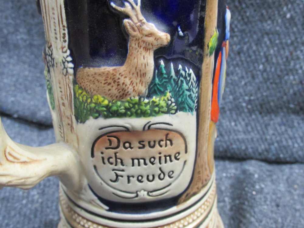 VINTAGE WEST GERMAN MADE BEER STEIN "IN THE FOREST & ON THE HEATH"-img-5
