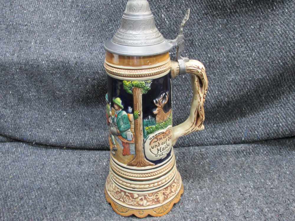 VINTAGE WEST GERMAN MADE BEER STEIN "IN THE FOREST & ON THE HEATH"-img-2