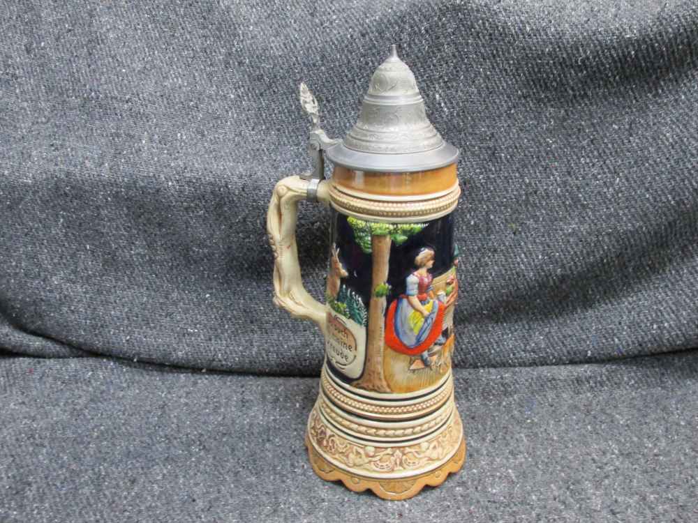 VINTAGE WEST GERMAN MADE BEER STEIN "IN THE FOREST & ON THE HEATH"-img-0
