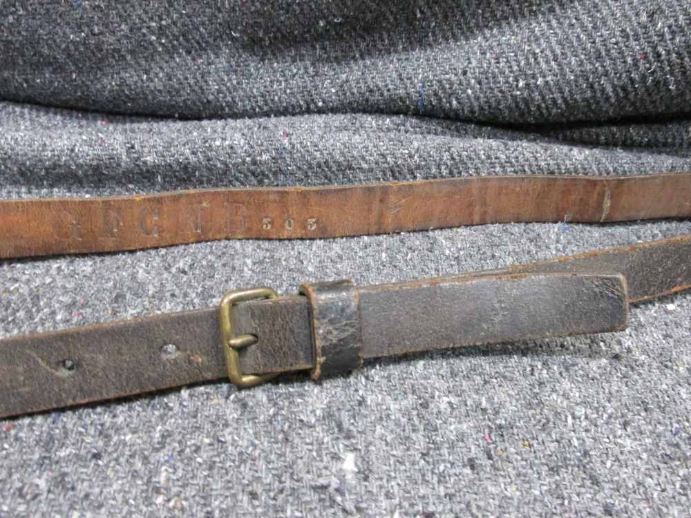 WWI ERA 1910 DATED LEATHER COVERED GLASS PORTUGUESE CANTEEN AND CARRY STRAP-img-11