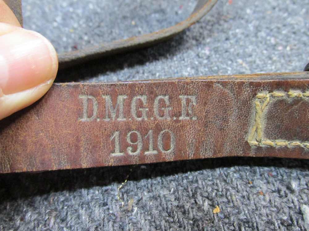 WWI ERA 1910 DATED LEATHER COVERED GLASS PORTUGUESE CANTEEN AND CARRY STRAP-img-14