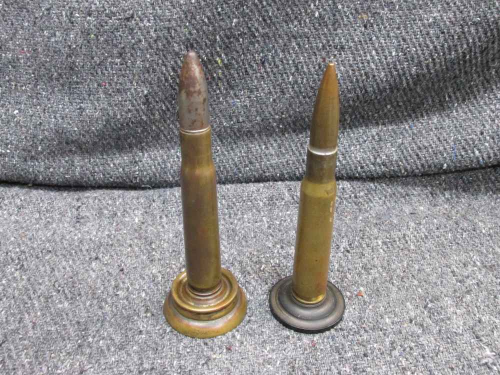 2-ORIGINAL WWII ERA.50 CALIBER TRENCH ART CARTRIDGE DECORATIONS FOR DISPLAY-img-2