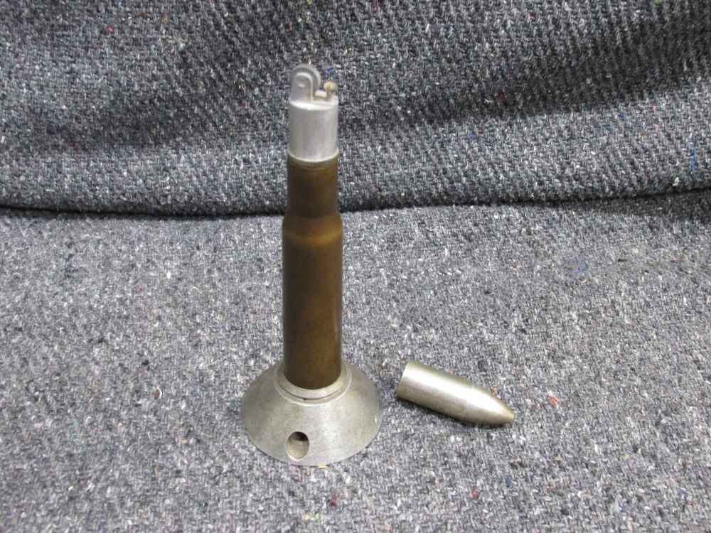 WWII TRENCH ART LIGHTER MADE OF A .50 CALIBER SHELL & ARTILLERY FUSE-1944-img-0