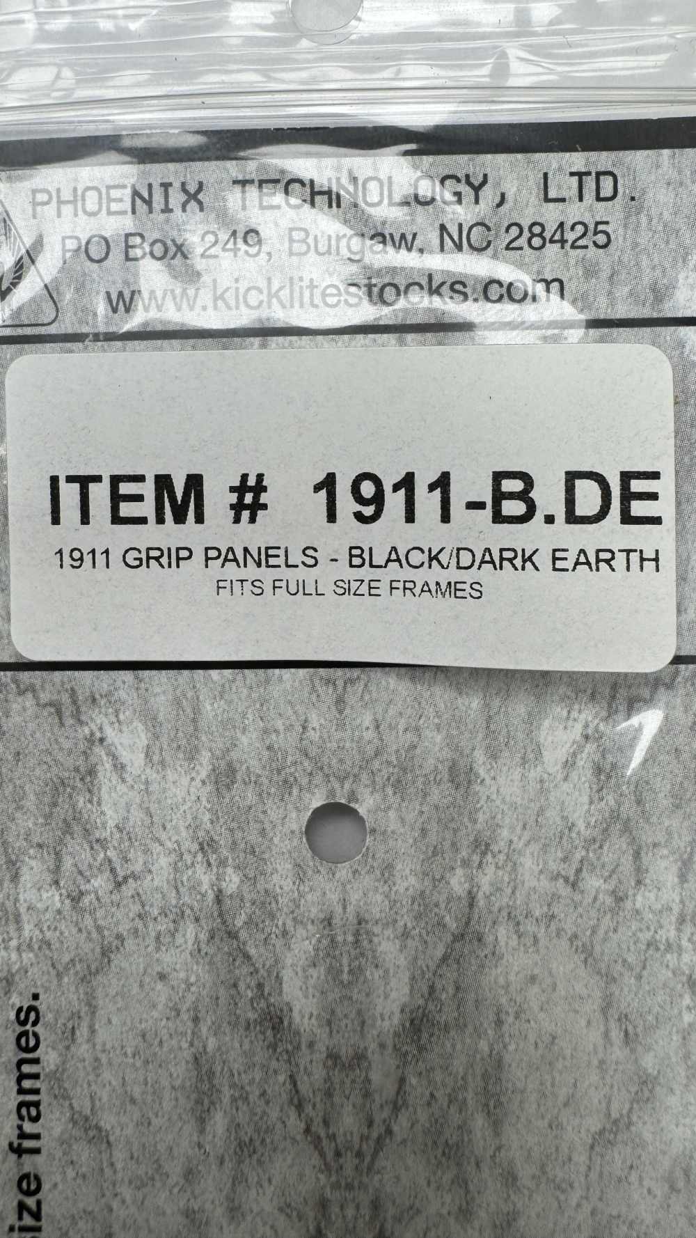 1911 GRIP PANELS, FITS FULL SIZE FRAME,BLACK/BARK EARTH, US MADE.-img-1