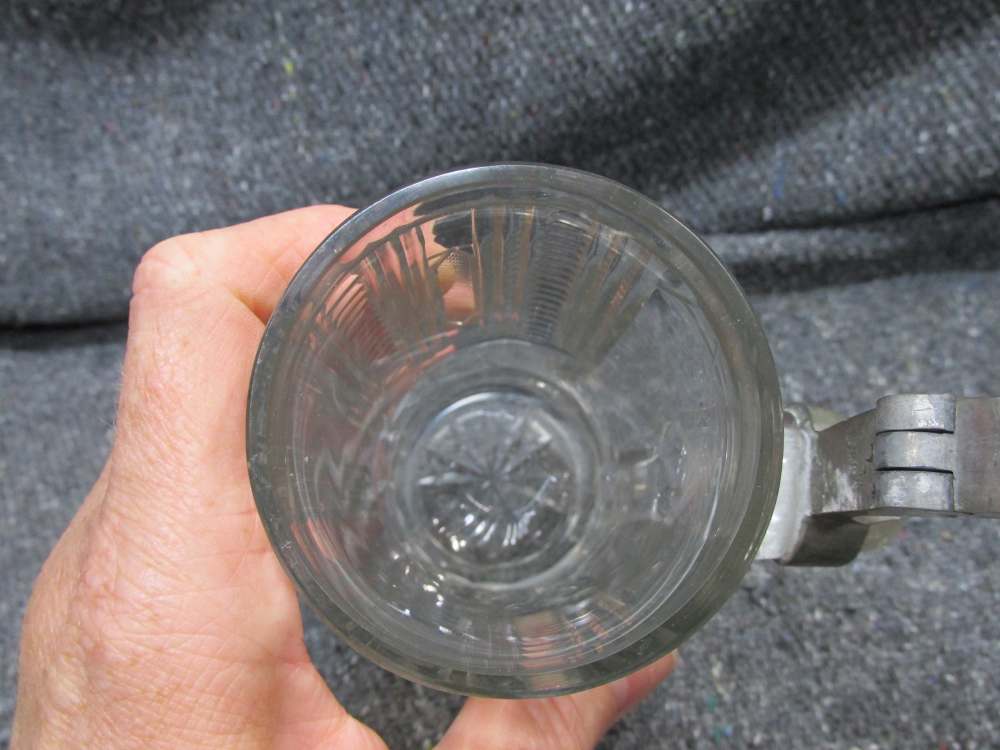 NICE CUT GLASS STEIN WITH MONOGRAMED GLASS/METAL LID & LITTLE MAN-img-9
