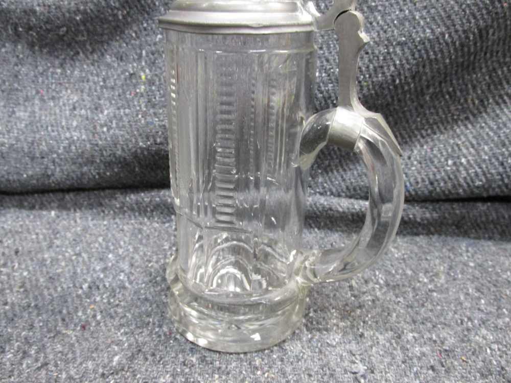 NICE CUT GLASS STEIN WITH MONOGRAMED GLASS/METAL LID & LITTLE MAN-img-7